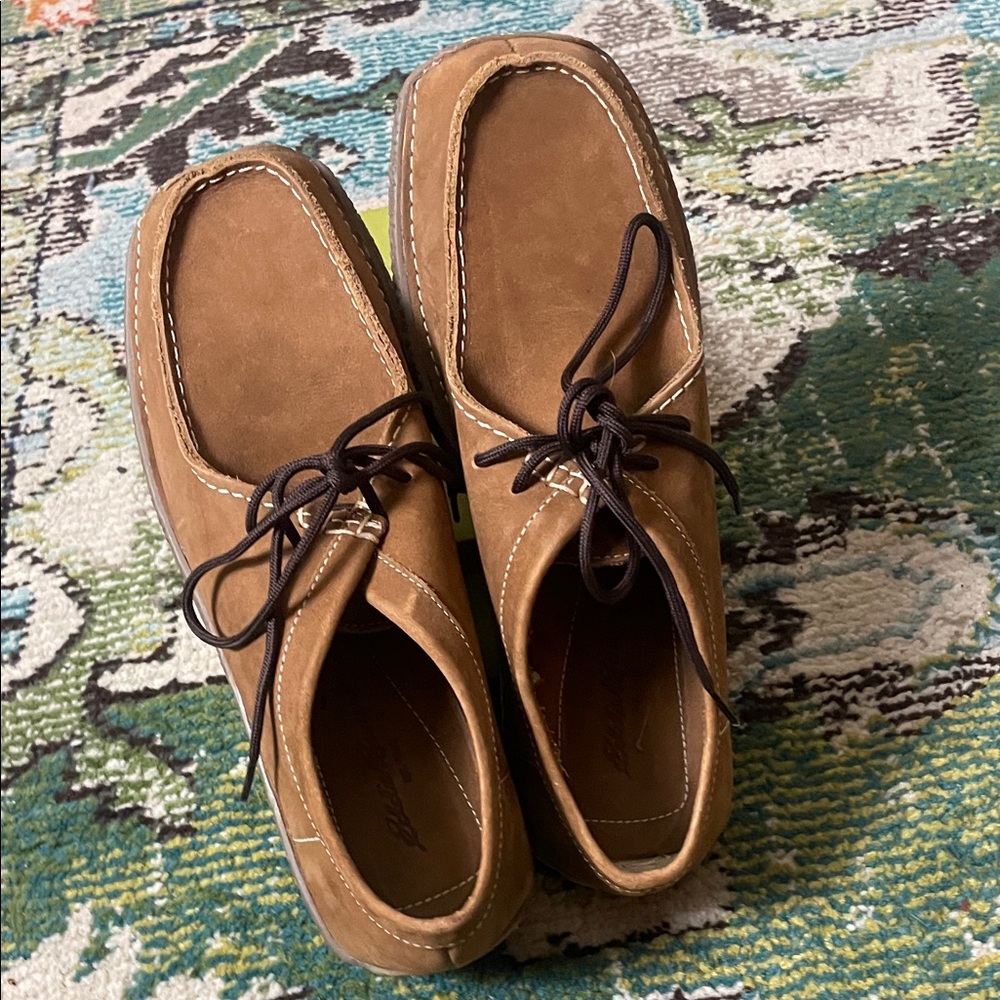 Eddie Bauer 9.5 M … Men's Casual Brown Leather Moc Toe Lace-Up Shoes